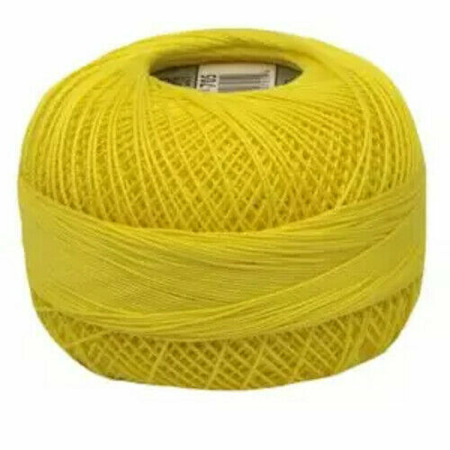 Hilo de ganchillo de algodón egipcio Lizbeth talla 20 color 705 amarillo brillante - Imagen 1 de 1