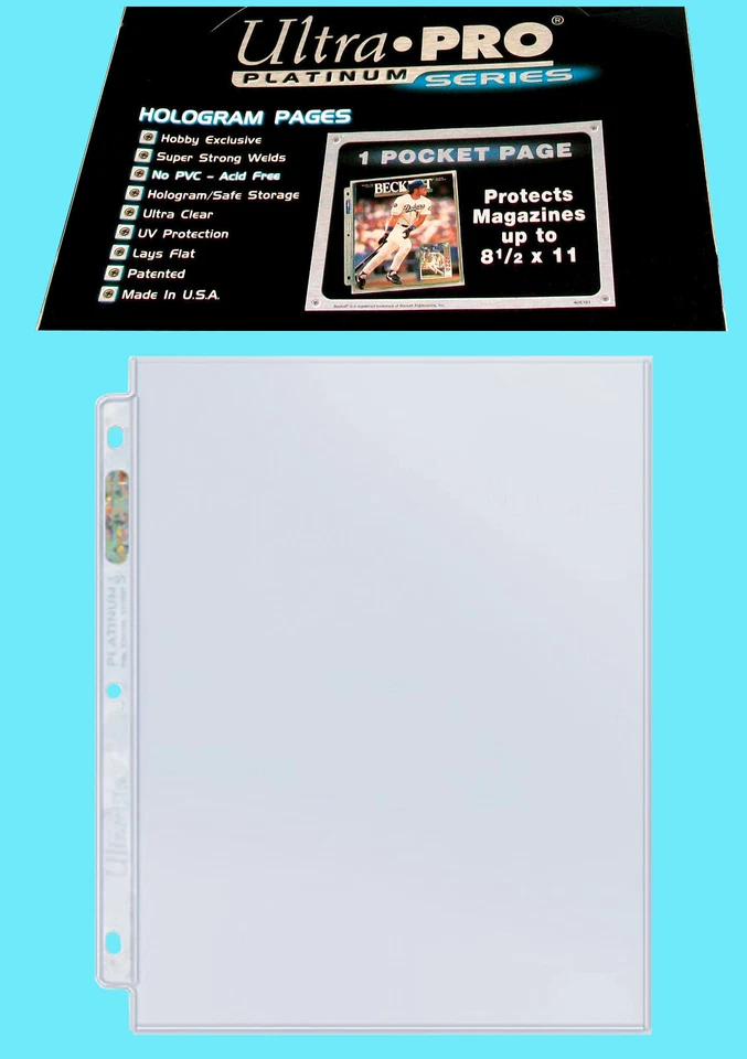 25 Ultra Pro Platinum 1-Pocket 8.5x11 Pages Sheets For Ring Binders Protectors