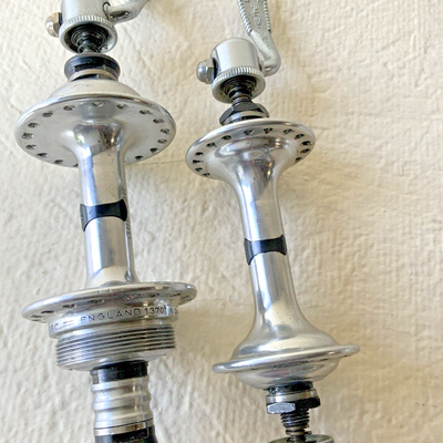 Jeu De Moyeu Vélo Campagnolo Record - 36 Trous, Filetage BSA, Axe Rapide 100/126 Mm - Aluminium Italien - Occasion