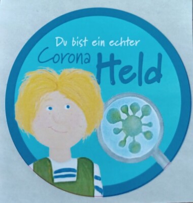 Aufkleber   DU BIST EIN ECHTER CORONA HELD   Rund 50mm Famile Virus 