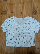 Romwe white floral shirt sz xs