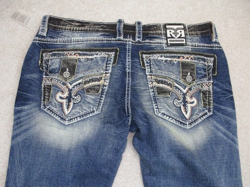 Rock Revival Men's 44x32 Neil Alternative Straight Jeans Blue - Picture 7 of 10