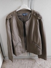 E-vie Ladies Faux Leather Jacket Light Brown Coat Size 16 Outdoor Jacket Women's
