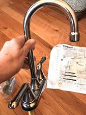 American Standard Cadet Kitchen Faucet 2475F Chrome High Arc Swivel 2 Handles