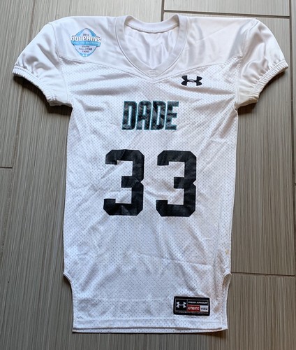 under armour Dade VS. Broward 33 Dolphins white Jersey size YS