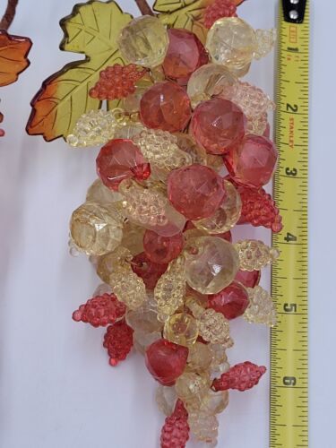 Lucite Faceted Grape Clusters Vtg 70s Fall Harvest Orange Gold Wine Thanksgiving - Picture 5 of 7