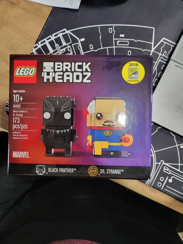 SDCC 2016 Lego Brick Headz Black Panther and Dr Strange. Brand new sealed in box