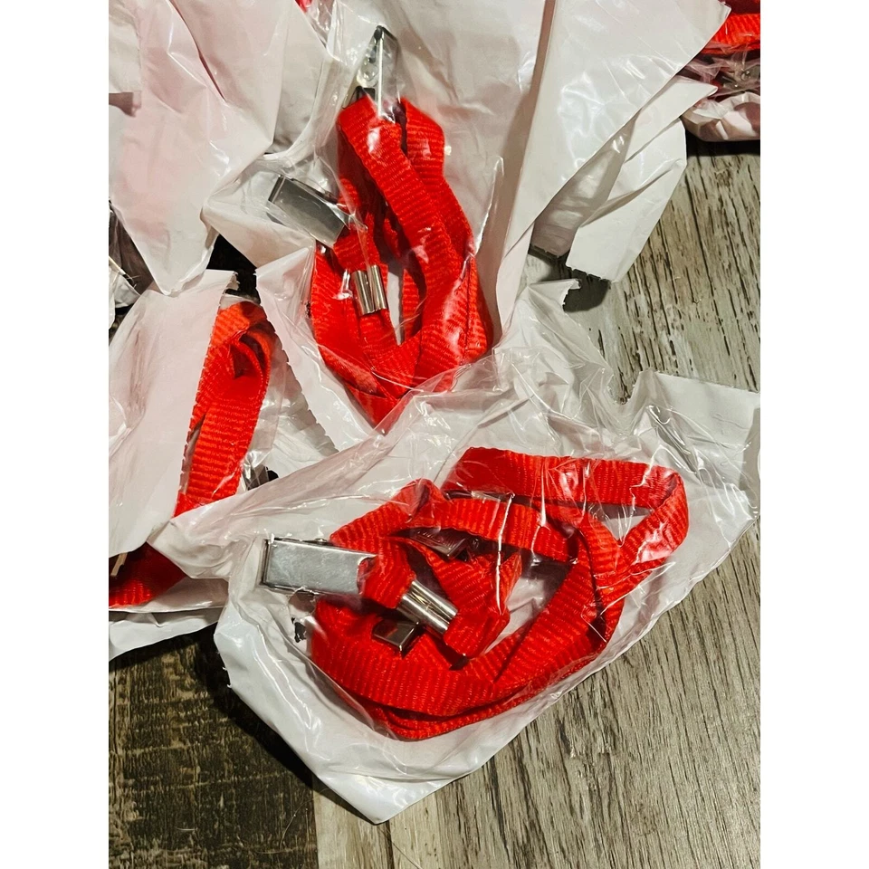 3/8'' Red Flat Opened-ended Lanyard w/ Two Bulldog Clips - 75 per pack - Image 3 of 4