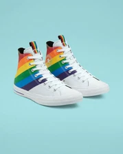 Converse Mens CTAS Hi Pride Canvas 167758C White/University Red/Multi NWB