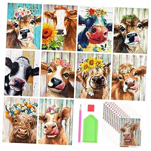 Diamond Painting Kits for Adults, 10 Pack 5D Diamond Art Kits for Cow