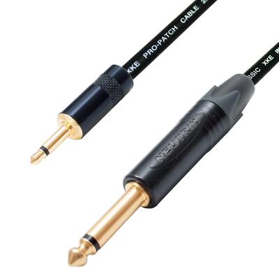 Mono Mini Klinke auf 1/4'' Klinkenkabel. Neutrik Rean Van Damme Schwarz Gold Stecker.