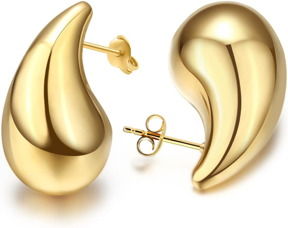 Teardrop Chunky Earrings for Women Trendy Hoop Earring Set Earring Dupes, Fashio