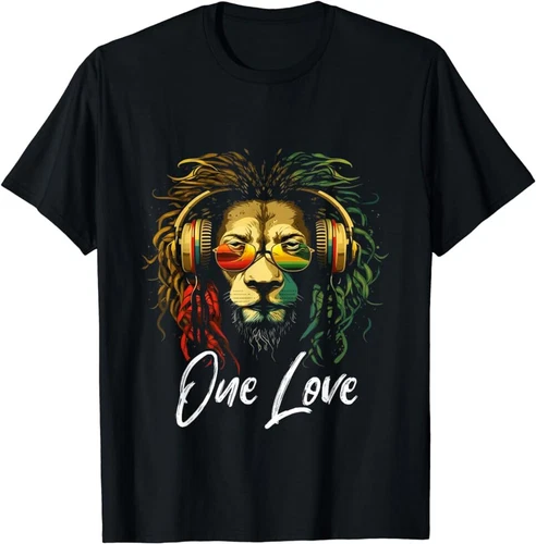 Rasta Reggae Lion Of Judah Jamaican Music Rastafari One Love T-Shirt Size S-3XL