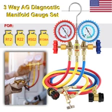 Car AC Manifold Gauge Set Automotive, Hose for R134A, R12 Refrigerants, +MORE