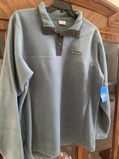 NEU MIT ETIKETT COLUMBIA STEENS MOUNTAIN GRAUE FLEECEJACKE MIT HALBEM DRUCKKNOPF GRÖSSE LARGE
