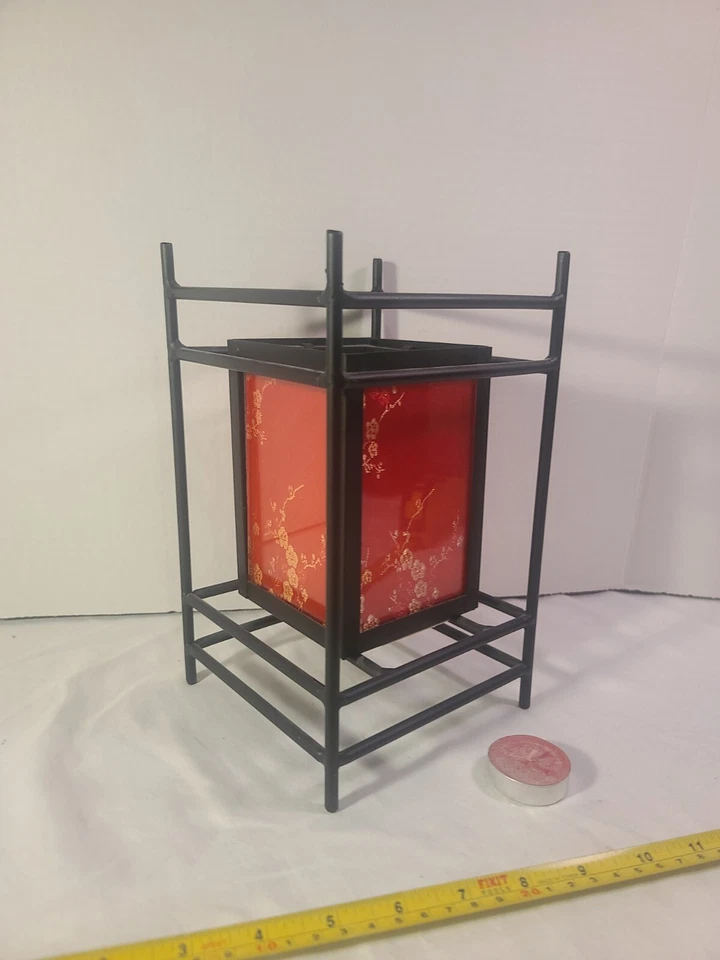 Lámpara de mesita de noche oriental de acero iluminada con velas pantallas de vidrio luces de noche de escritorio Foto 3 de 4