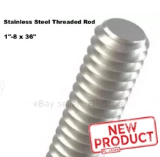1"-8 x 36 Inches Stainless Steel All Thread Rod Grade 18-8 Fully Threaded NEW