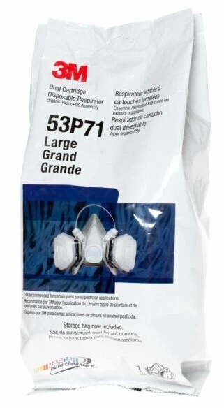 2- 3M 53P71 Dual Cartridge Organic Vapor Half Face Respirator Facepiece Mask LRG - Image 2 of 3