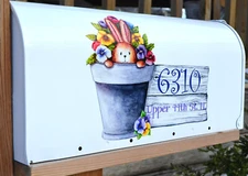 Mailbox Magnet (Partial Cover) Spring Potted Bunny with Pansies Custom Mail Box 