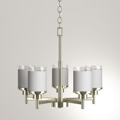Progress Lighting Alexa Collection 20 In 5 Light Brushed Nickel Chandelier 785247158331 Progress Lighting Alexa Collection 20, Alexa 5 Light Brushed Nickel Transitional Chandelier