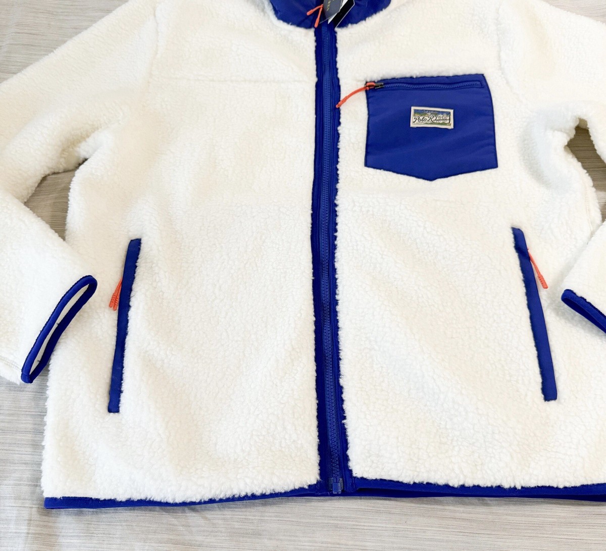 POLO RALPH LAUREN Bonded Pile Fleece Jacket Clubhouse Cream Multi