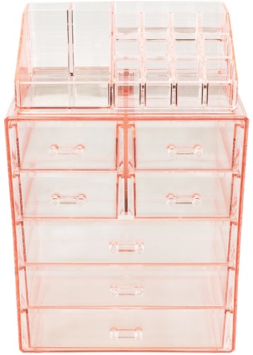 Sorbus Acrylic Cosmetic Makeup and Jewelry Storage Case Display-Pink - Picture 7 of 8