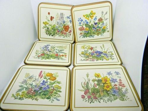 Pimpernel Wiese Blumen Quadratisch Untersetzer Floral 4" Acryl Vintage 6er Set - Bild 2 von 7