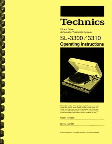 Technics SL-3300 3310 Direct Drive Turntable OWNER'S MANUAL and SERVICE MANUAL