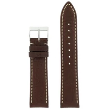 Watch Band Brown Leather Water Resistant White Stitching Mens 16mm - 24mm