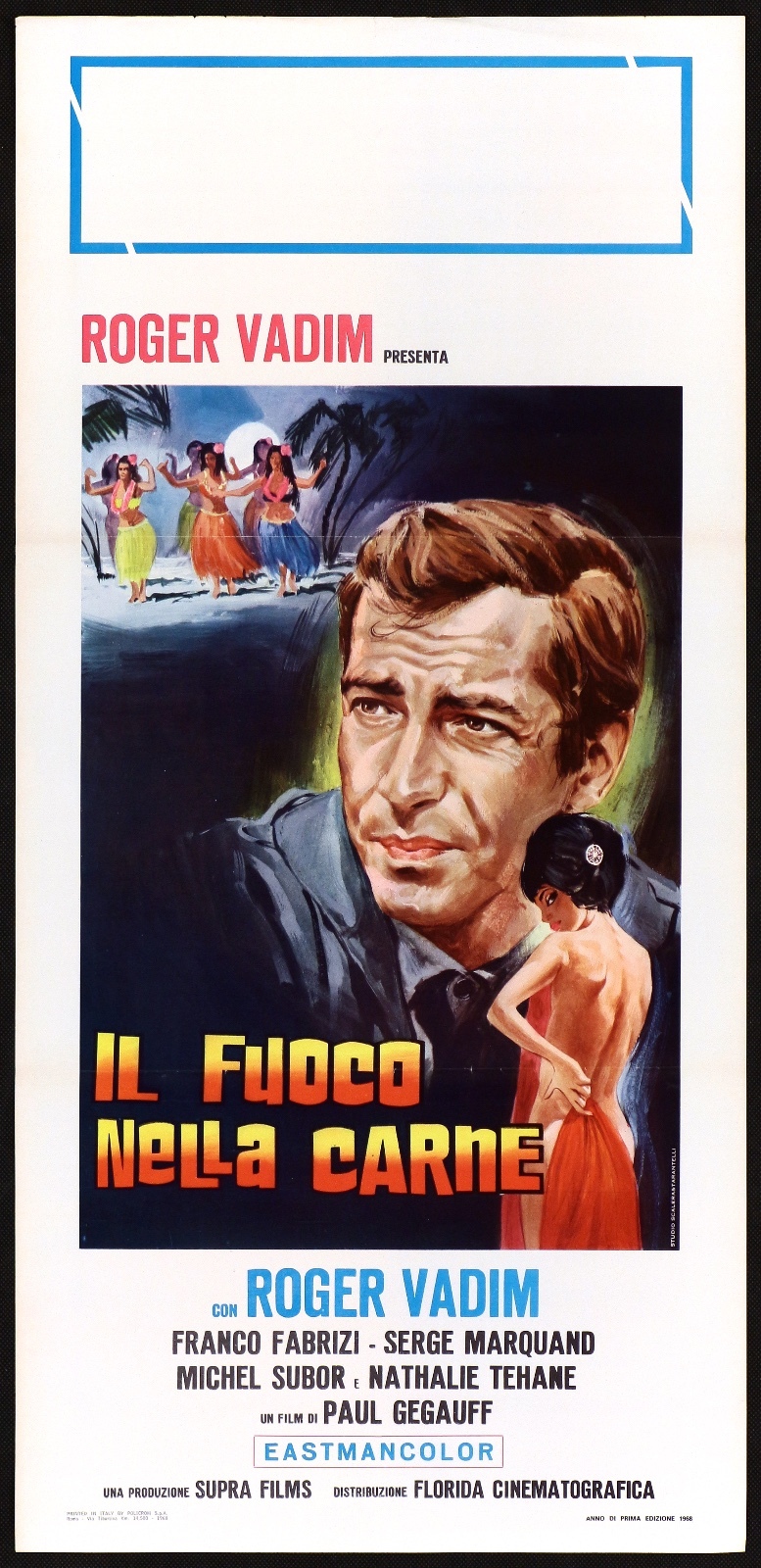 Locandina originale film IL FUOCO NELLA CARNE (1962) - Regia di Paul Gégauff