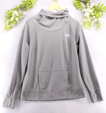 North Face Women's Large Hoodie Cowl Neck Gray Thumbholes Pullover Athletic Fit