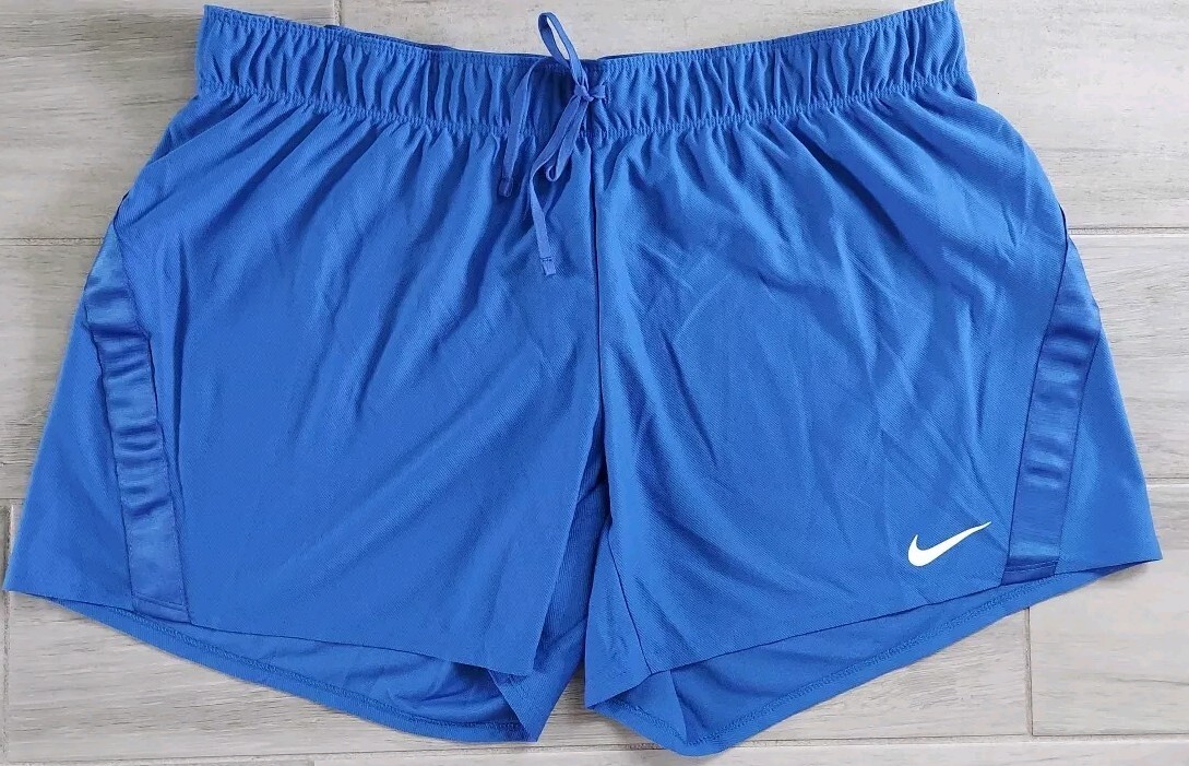 Nike Women's Bottoms Dri Fit Attack Drawstring Elastic Waist Blue Shorts Size L
