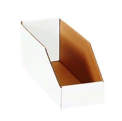 Boxes Fast BFBINMT412 Open Top Bin Boxes, 4'' x 12'' x 4 1/2'', White (Pack of 