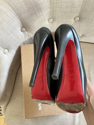 Christian Louboutin Highness 160 Black Leather Pumps 37 Daf