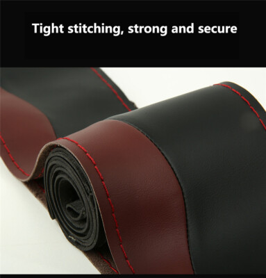 JONJEA DIY Stitch-On Microfiber Leather Car Steering Wheel Cover – Fits 14.5-15 Inch – Breathable & Anti-Slip
