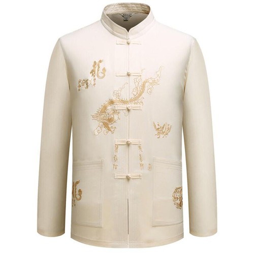 Mens Traditional Chinese Tang Suit Coat Jacket Kung Fu Tai Chi Uniform Dragon - Bild 7 von 12