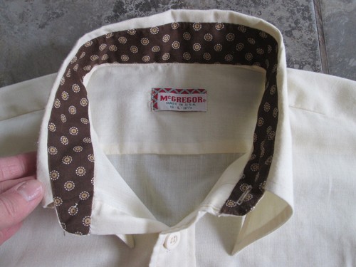 Vintage McGregor Men's Shirt 16-16.5 Large 70s Polyester Disco Western Sheer - Picture 3 of 6