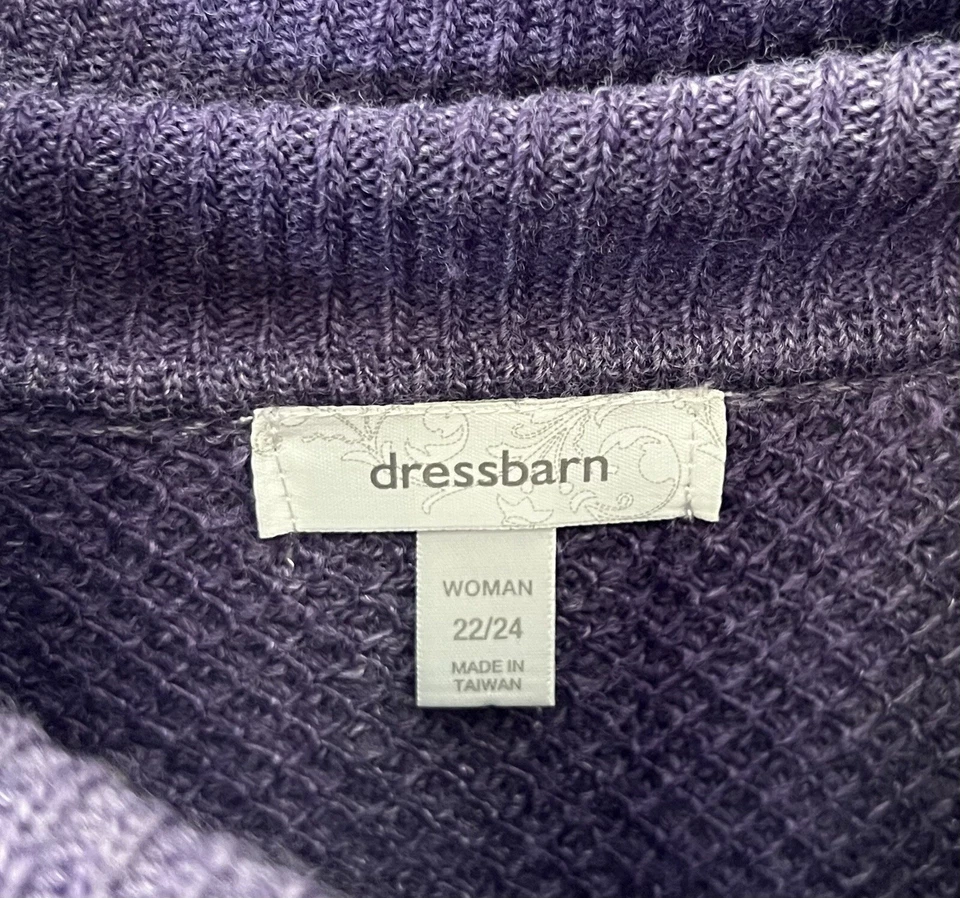Poncho suéter tejido cuello capucha manga corta Dressbarn para mujer talla 22/24 púrpura Foto 3 de 4