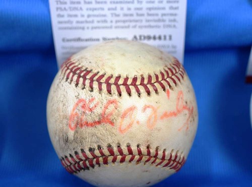 Charlie O Finley Signed Psa Dna Game Used Macphail American Lea Baseball Auto