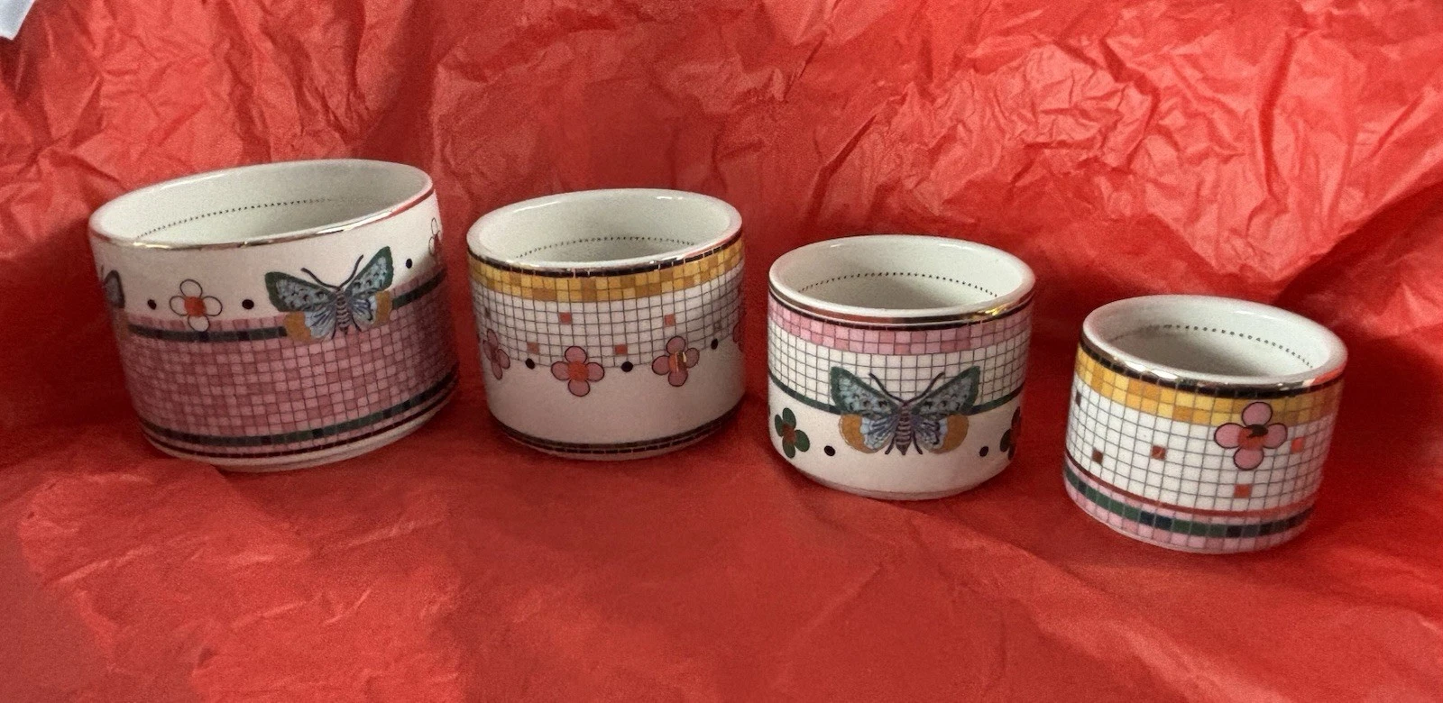 Anthropologie Bistro Garden Tile Butterfly Measuring Cups Set Of 4 Gently Used