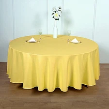 5 Yellow 108" ROUND POLYESTER TABLECLOTHS Wedding Party Affordable Tabletop SALE