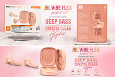 JBL Vibe Flex True Wireless Earbuds Bluetooth Headphones Deep Bass Beige- NEW