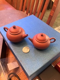 VINTAGE CHINESE YIXING ZISHA MINIATURE TEAPOTS RED CLAY POTTERY ZHOU YIPENG MING