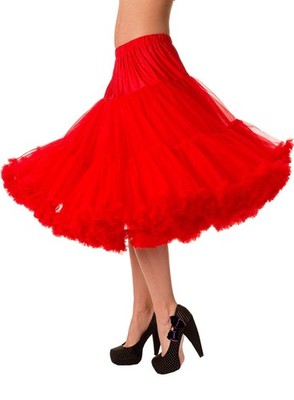 Banned »Lifeforms 26inch« 50s Retro Ruffle Swing Unterrock Petticoat - Kirschrot