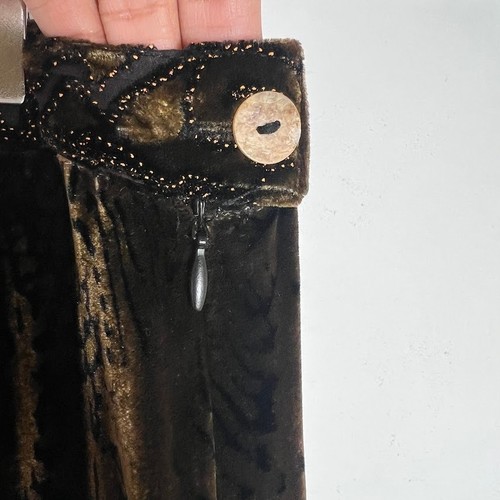 Citron Santa Monica Collection Velvet Embroidered Burnout Pants L Bronze Black - Bild 6 von 10