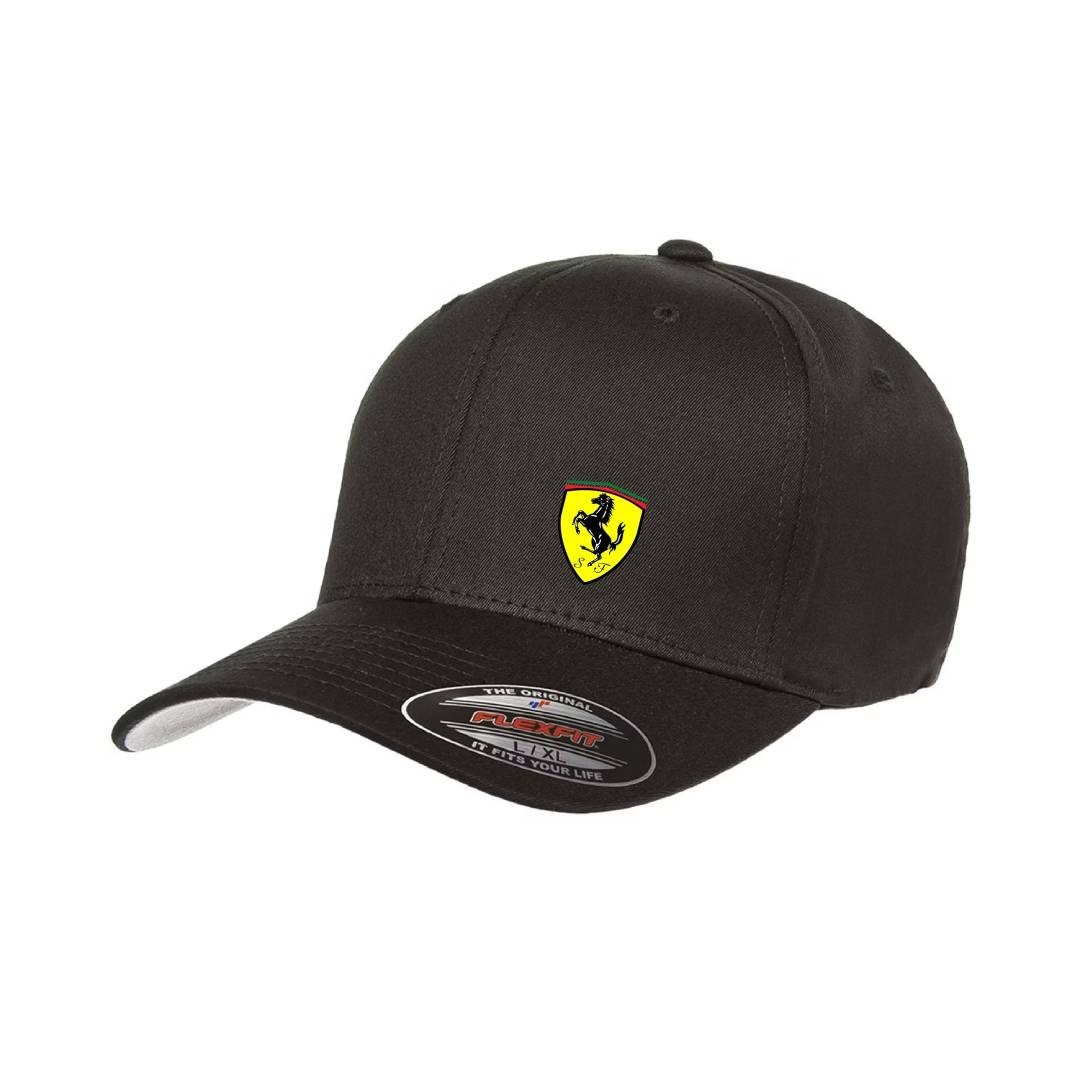 Ferrari Car Logo Cap DTF Black 5001 Flexfit Baseball Hat S/M