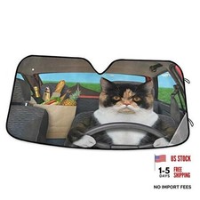 Cat Driving Car Windshield Sun Shade Fun Animal Cool Foldable Multi Pattern 27