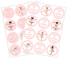 Edible Ballerina, Personalised, Cupcake Toppers x  12 x 2 or 24 x inch Ballet