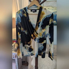 DKNY Women's Abstract Print Top  Size L