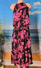 Nwt Cupshe Women's Black Pink Floral Maxi Dress Size Large With Pockets